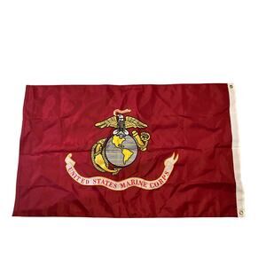 Marine Corps Embroidered Flag 59x36 Double-Sided Premium Nylon Brass Grommets